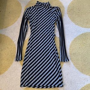 GUESS open back mock neck long sleeve fitted dress